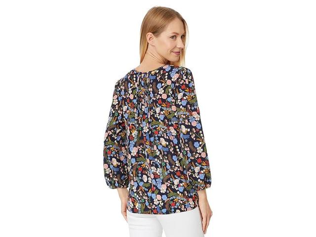 Tommy Hilfiger Floral Pintuck Blouse (Sky Captain Multi) Women's Clothing Product Image