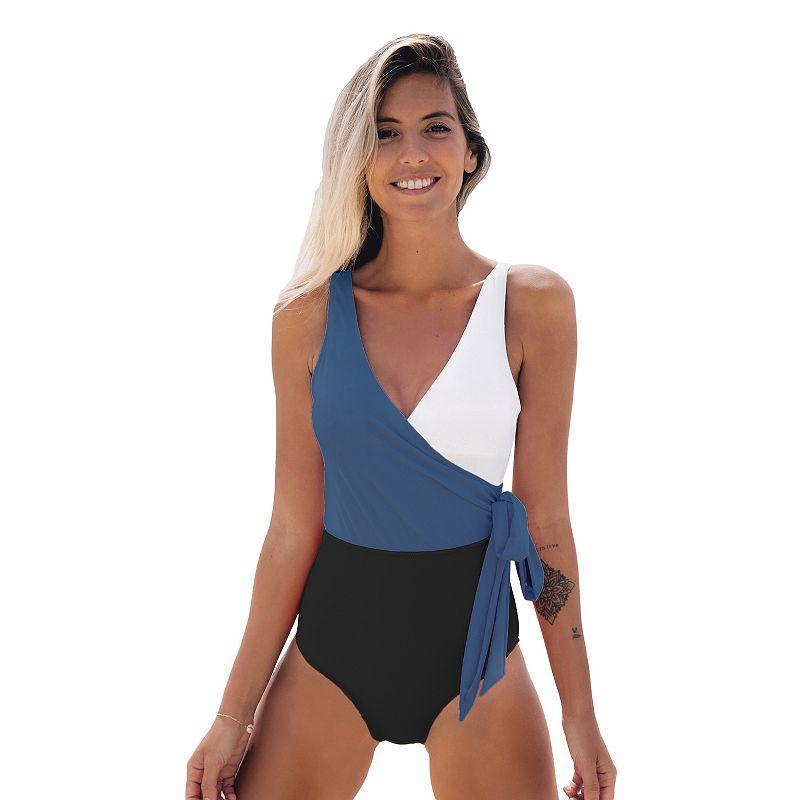 Womens CUPSHE Color Block Side-Tie One-Piece Swimsuit Product Image