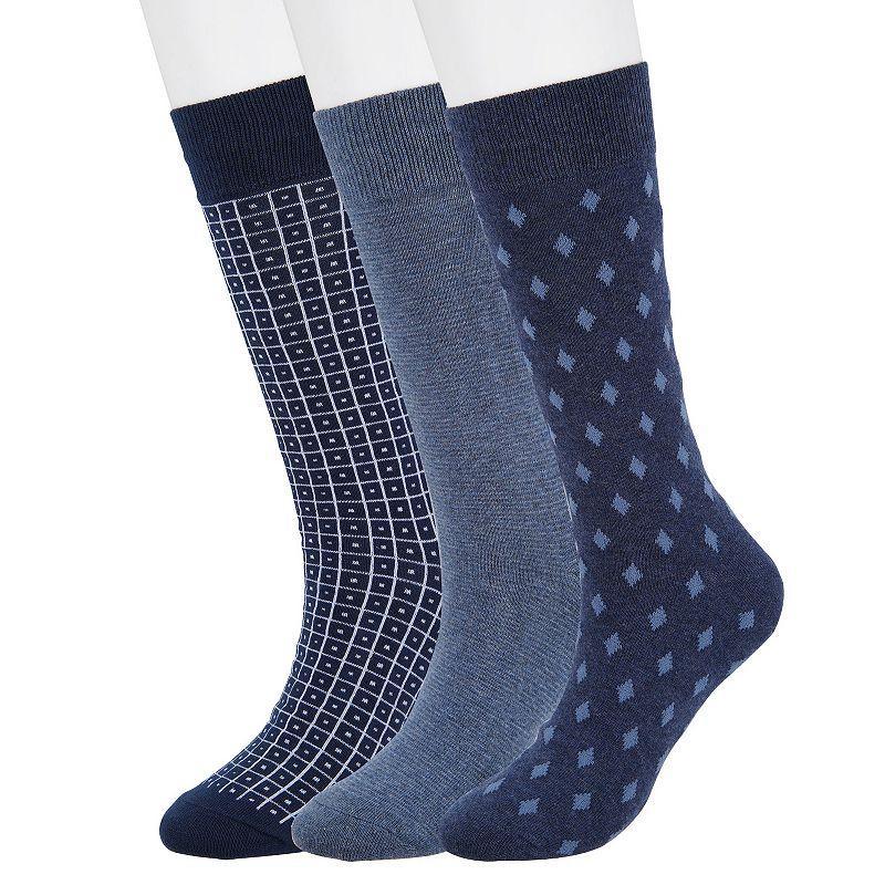 Mens Sonoma Goods For Life 3-pack Patterned Dress Socks Blue Geo Product Image