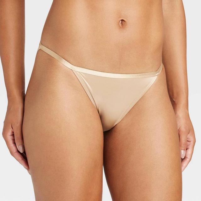 Womens Satin Cheeky Underwear - Auden Taupe L Product Image