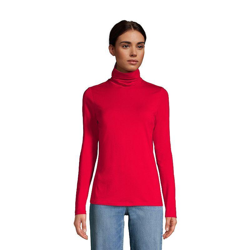 Lands End Womens Tall Lightweight Jersey Skimming Long Sleeve Turtleneck Product Image