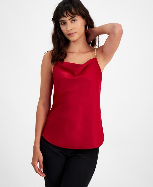 Bar Iii Womens Cowlneck Rhinestone-Strap Top, Created for Macys Product Image