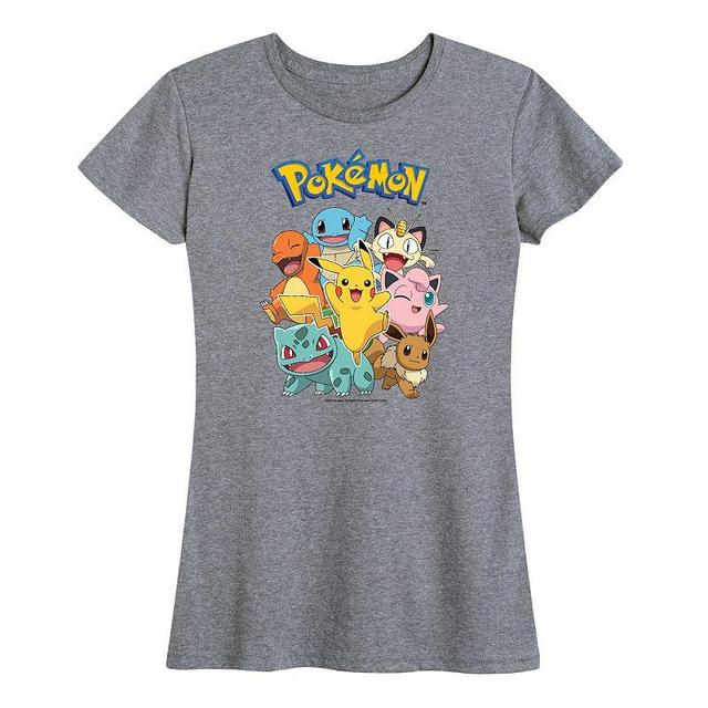 Womens Pokemon Character Group Graphic Tee Grey Gray Product Image