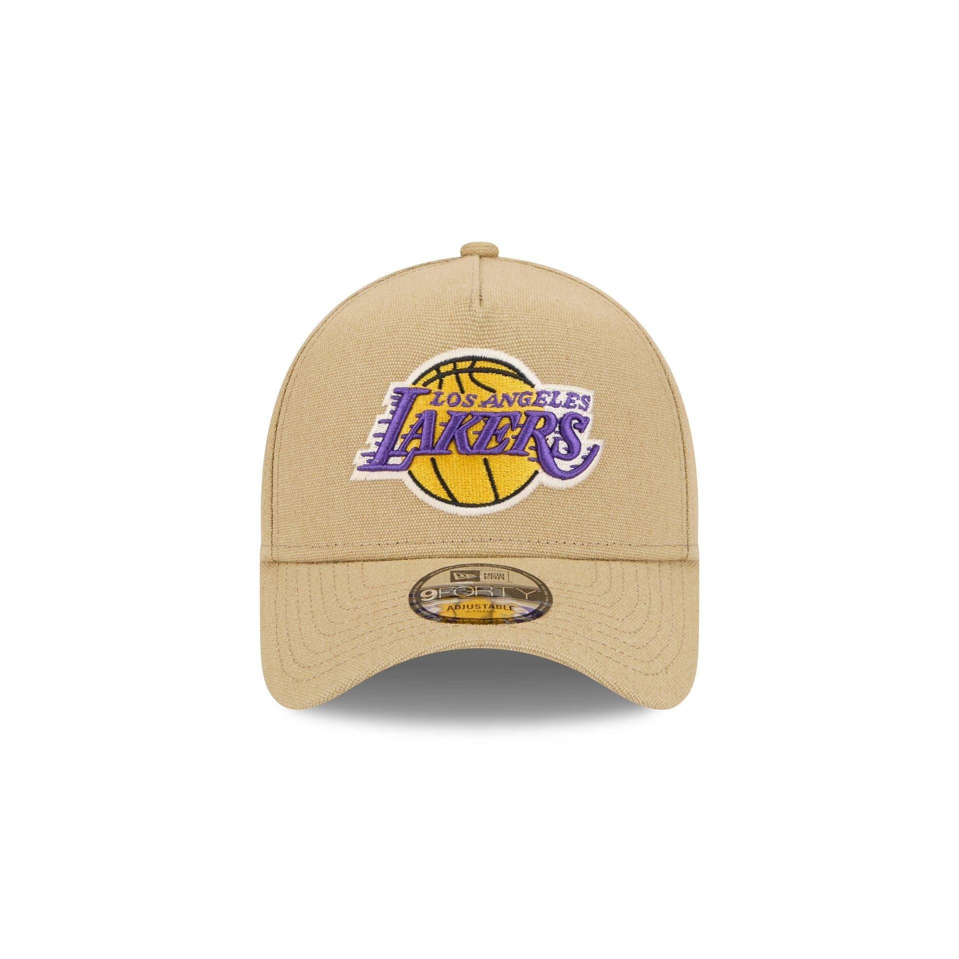 Los Angeles Lakers Logo Essentials Khaki 9FORTY A-Frame Snapback Hat Male Product Image