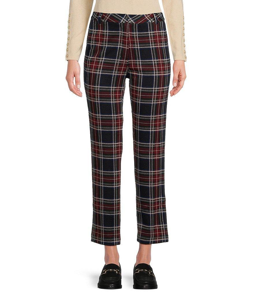 J.McLaughlin Stewart Yarn Dyed Knit Jacquard Plaid Straight-Leg Pocketed Ankle Pants product image