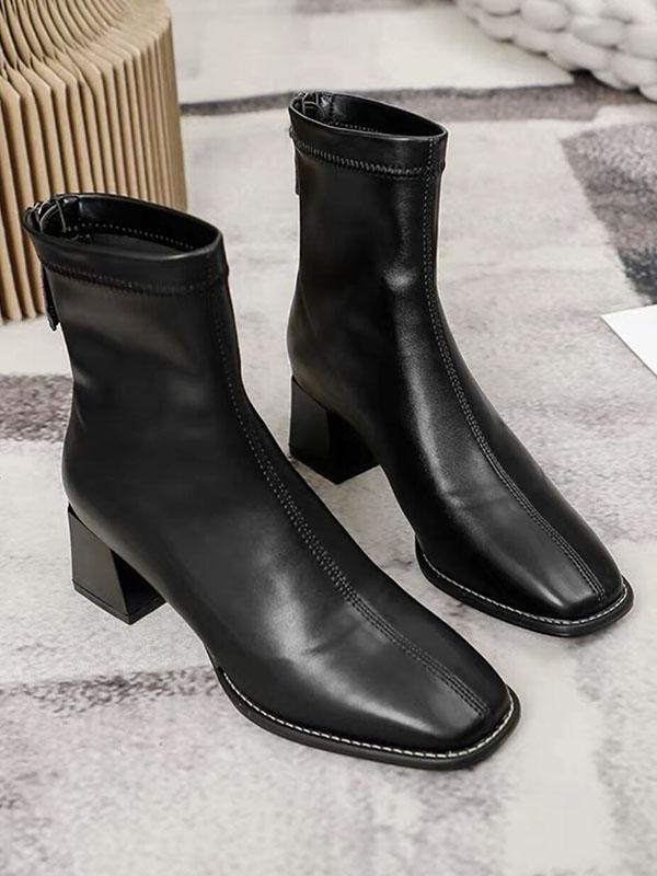 Split-Joint Square-Toe Zipper Boots product image