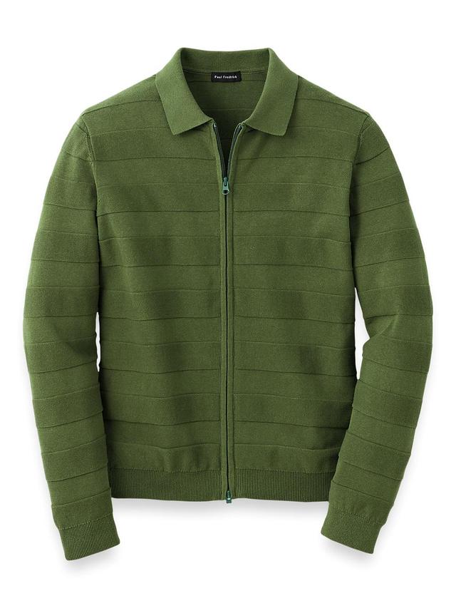 Cotton Full Zip Polo - Olive Product Image