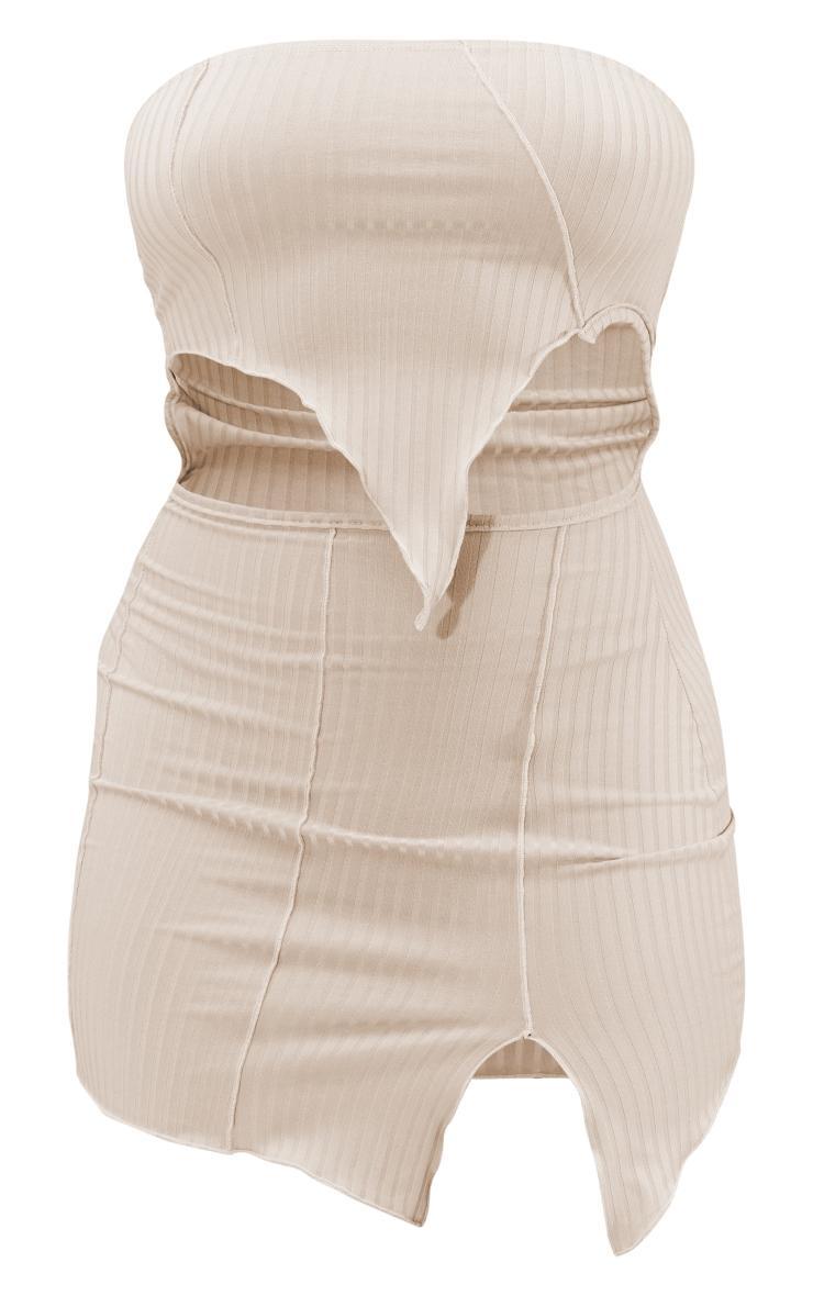 Stone Overlocked Distressed Seam Detail Cut Out Bodycon Dress Product Image