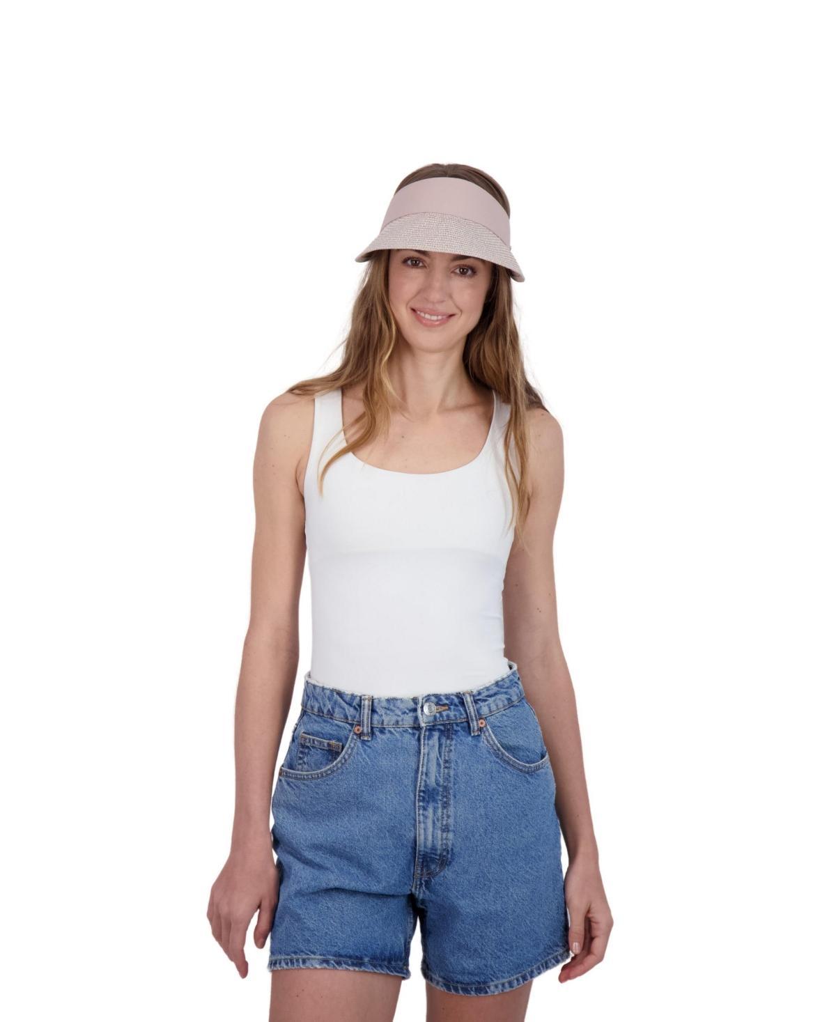 Tahari New York Tahari Womens Marled Straw Visor Hat with Fabric Band Product Image