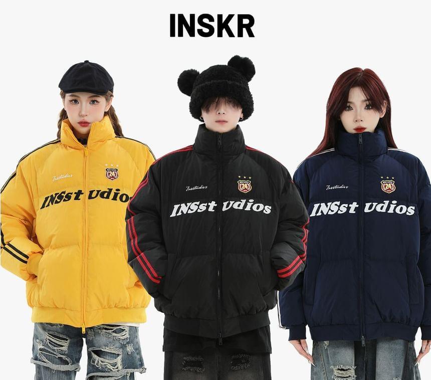 Couple Matching Lettering Hooded Puffer Jacket Product Image