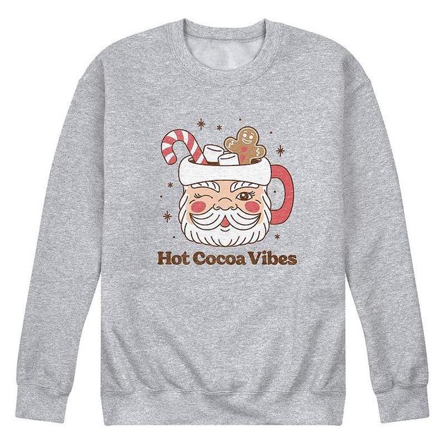 Mens Hot Cocoa Vibes Retro Santa Mug Fleece Sweatshirt Med Grey Product Image