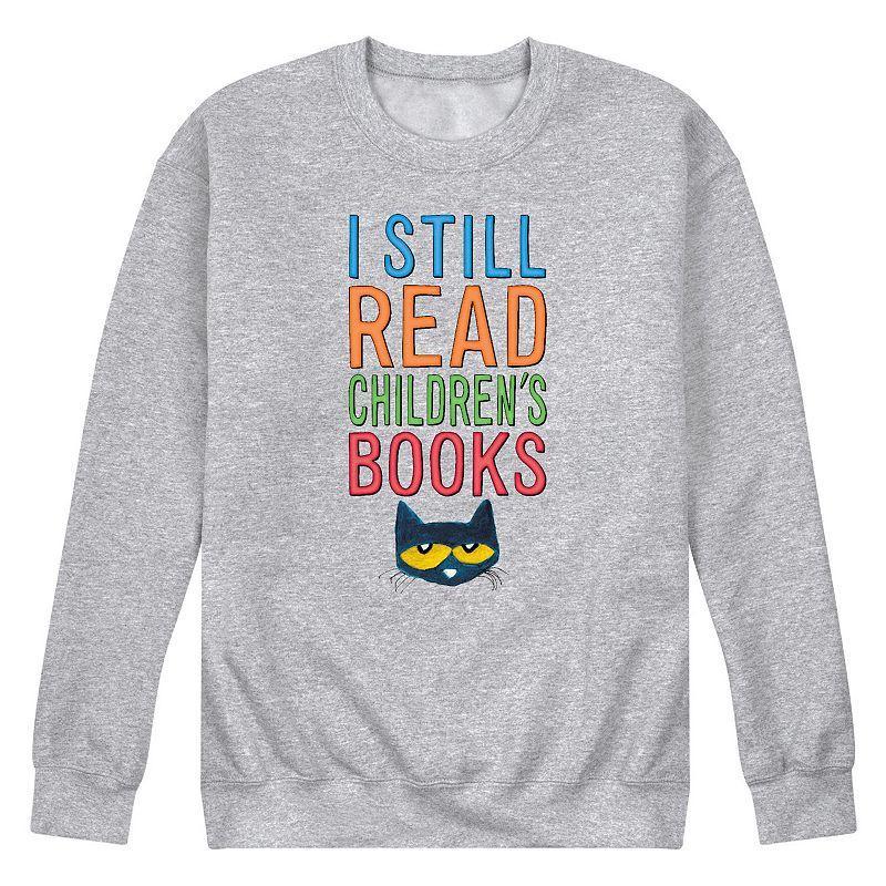 Mens Pete the Cat I Still Read Books Fleece Sweatshirt Grey Gray Product Image