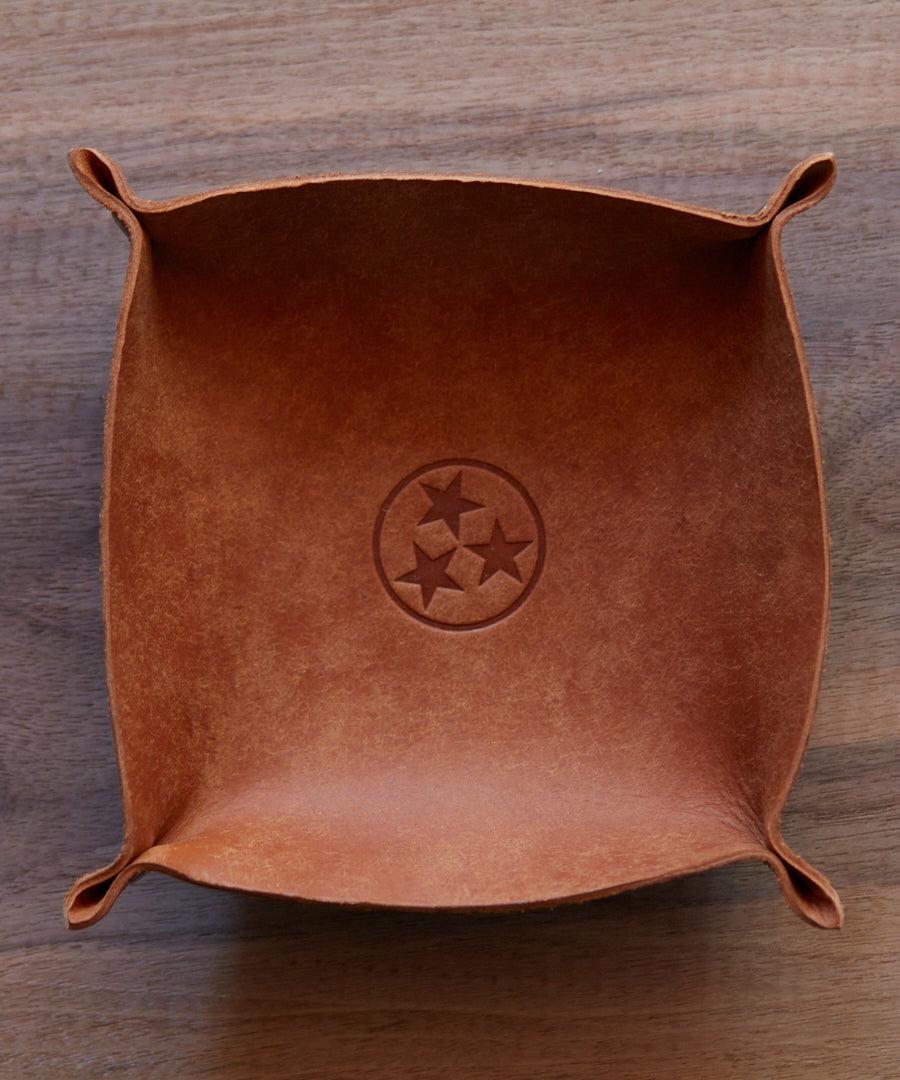 Cognac Leather Catch All Tray Product Image