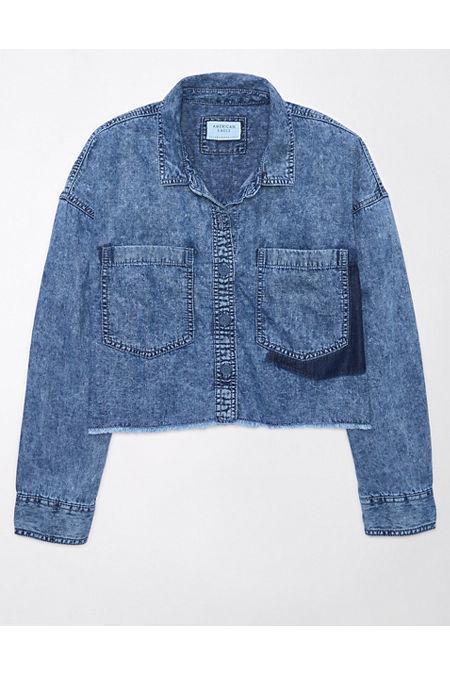 AE Cropped Denim Button-Up Shirt Women's Product Image