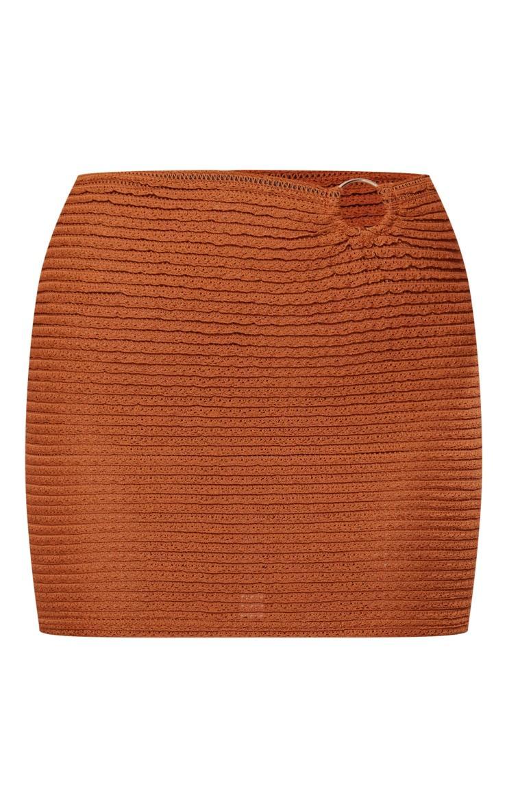 Chocolate Textured Jersey Ring Detail Mini Skirt Product Image