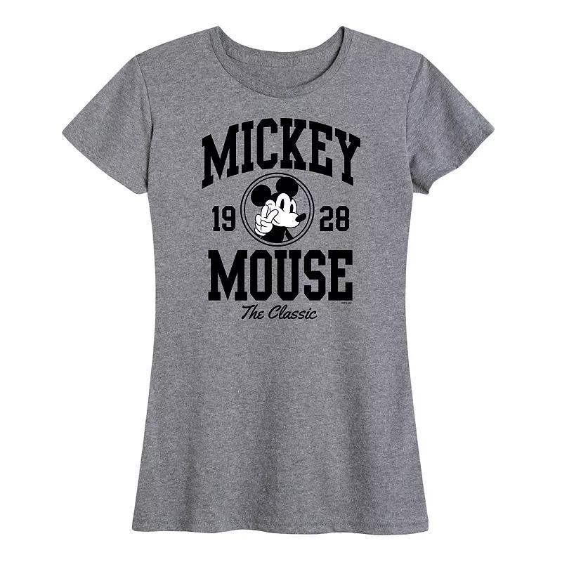 Disneys Mickey Mouse Womens Collegiate Graphic Tee Grey Gray Product Image