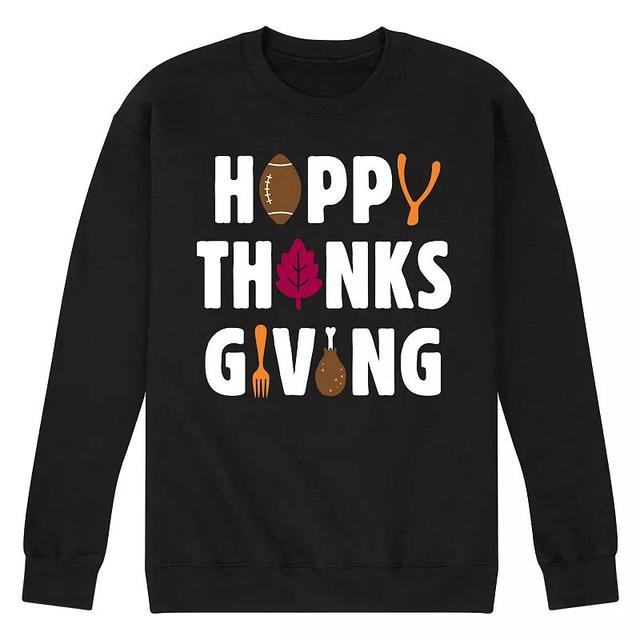 Mens Happy Thanksgiving Icons Fleece Sweatshirt Black Product Image