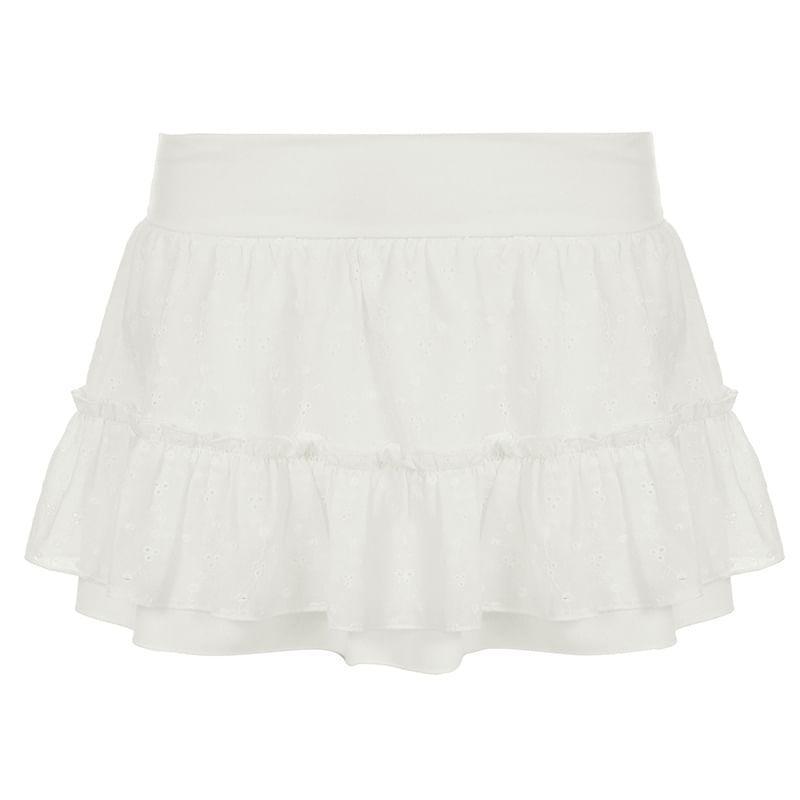 High Waist Plain Mini A-Line Skirt Product Image