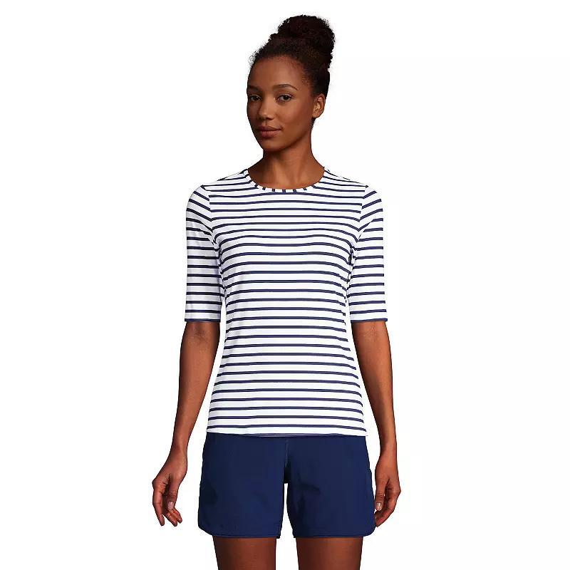 Womens Lands End UPF 50 Elbow-Sleeve Rash Guard Swim Tee Product Image