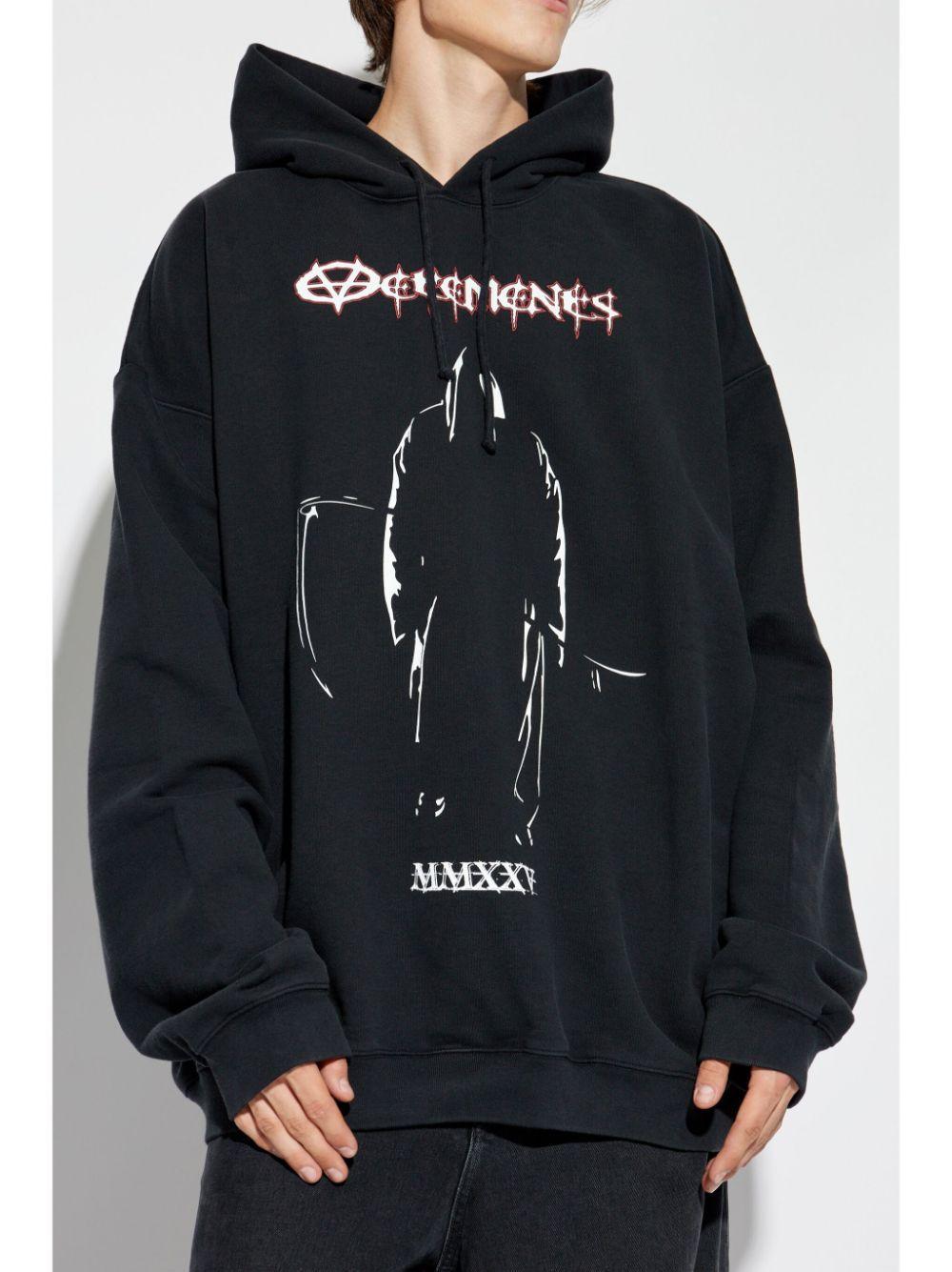 Graphic-print Cotton Hoodie In Black Product Image