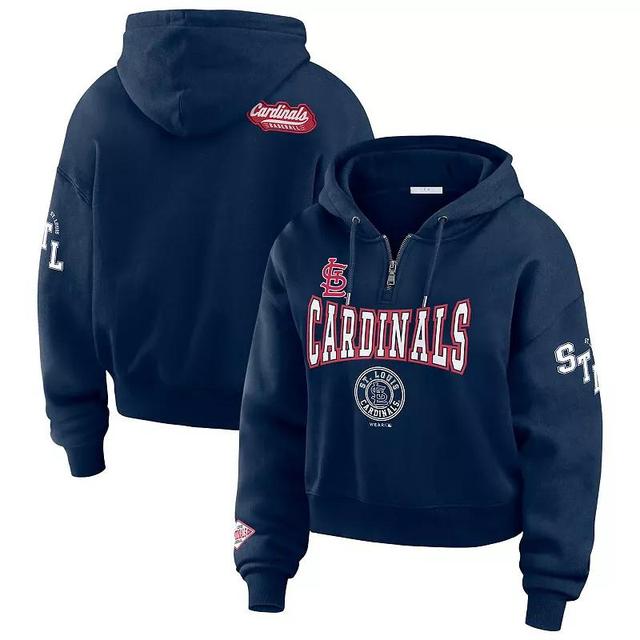 Womens WEAR by Erin Andrews St. Louis Cardinals Patch Quarter-Zip Hoodie Blue Product Image