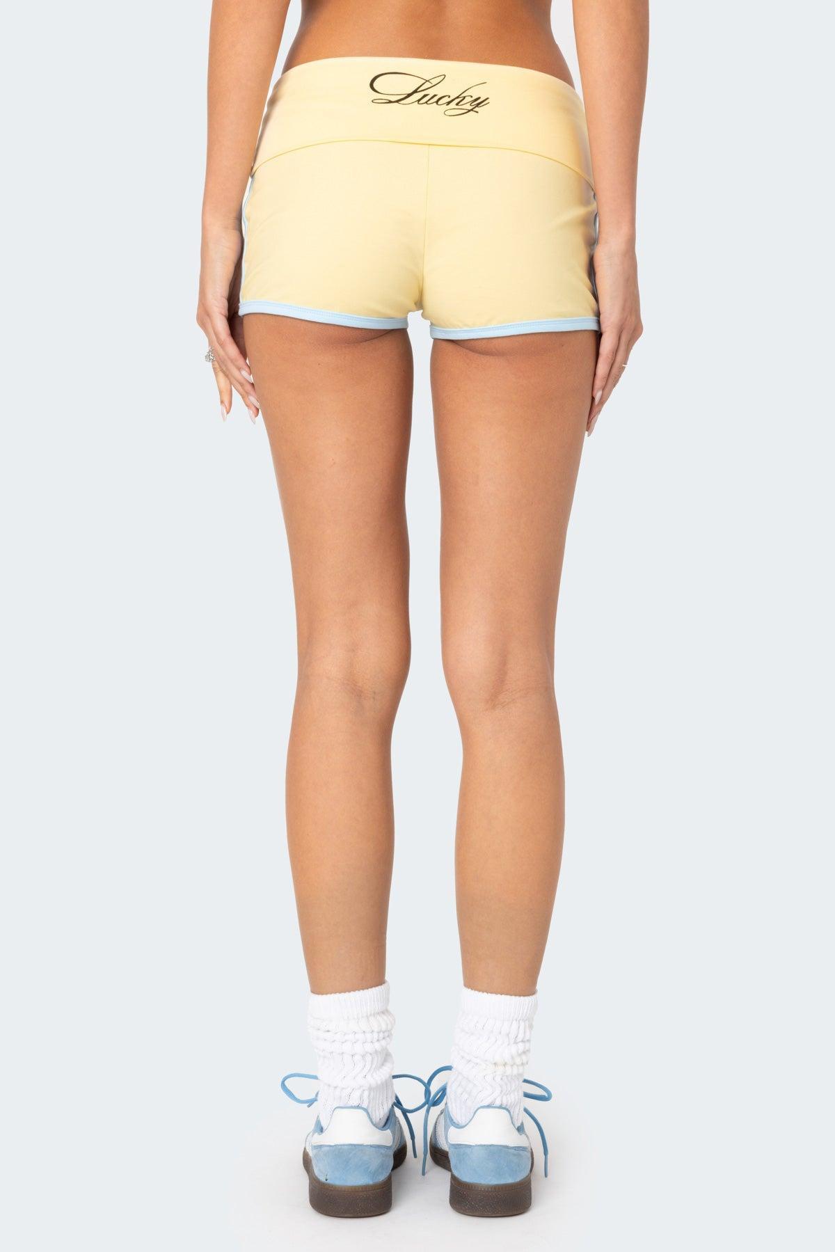 Lucky Contrast Fold Over Shorts Product Image