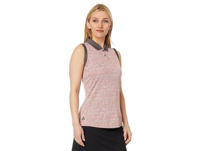 adidas Golf Ultimate365 Jacquard Sleeveless Polo (Charcoal) Women's Clothing Product Image