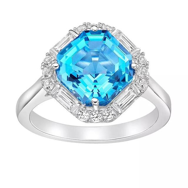 Gemminded Sterling Silver Blue Topaz & Lab-Created White Sapphire Ring, Womens Product Image