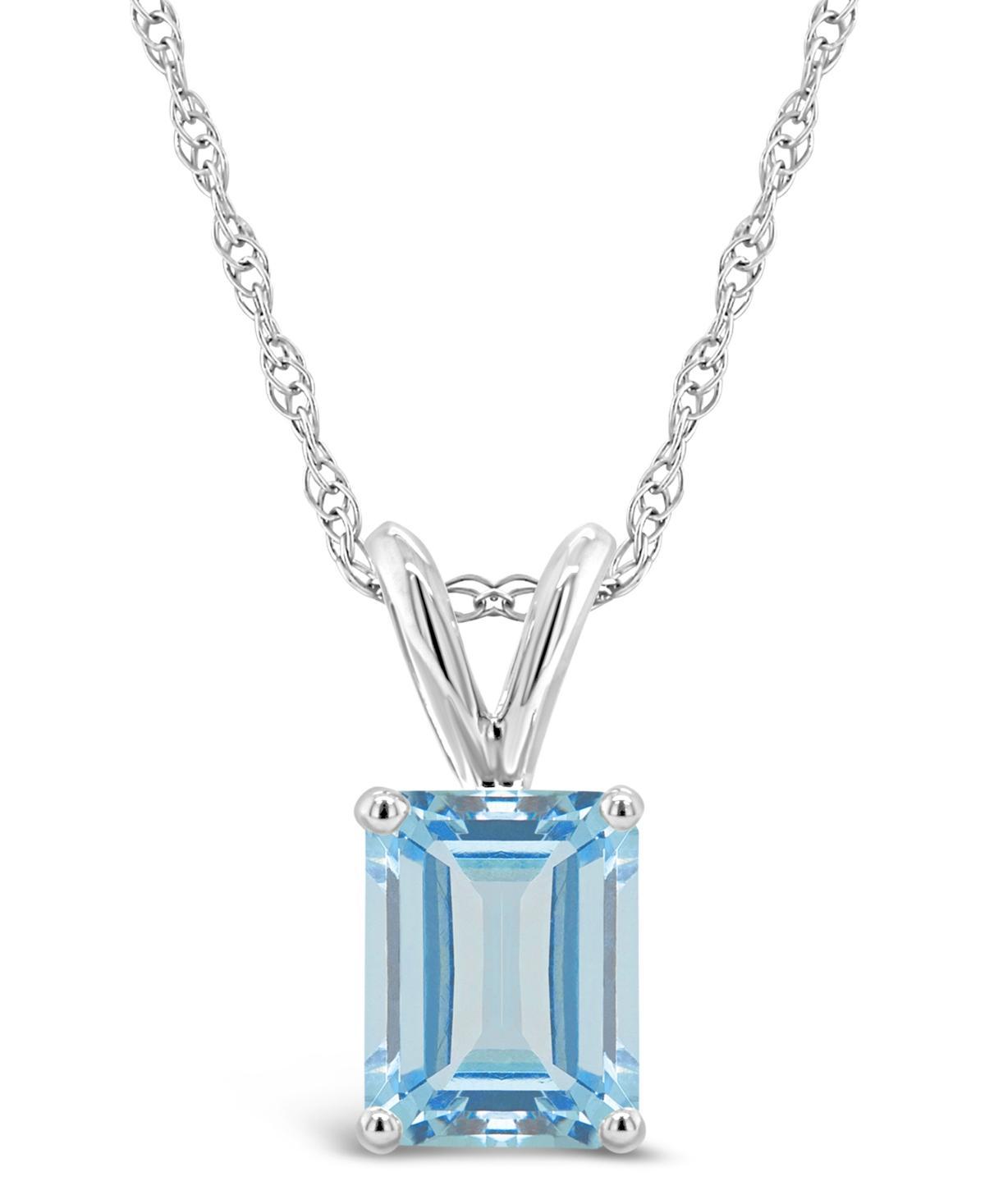 Celebration Gems 14k Gold Emerald Cut Aquamarine Pendant Necklace, Womens 14k Whgold Product Image