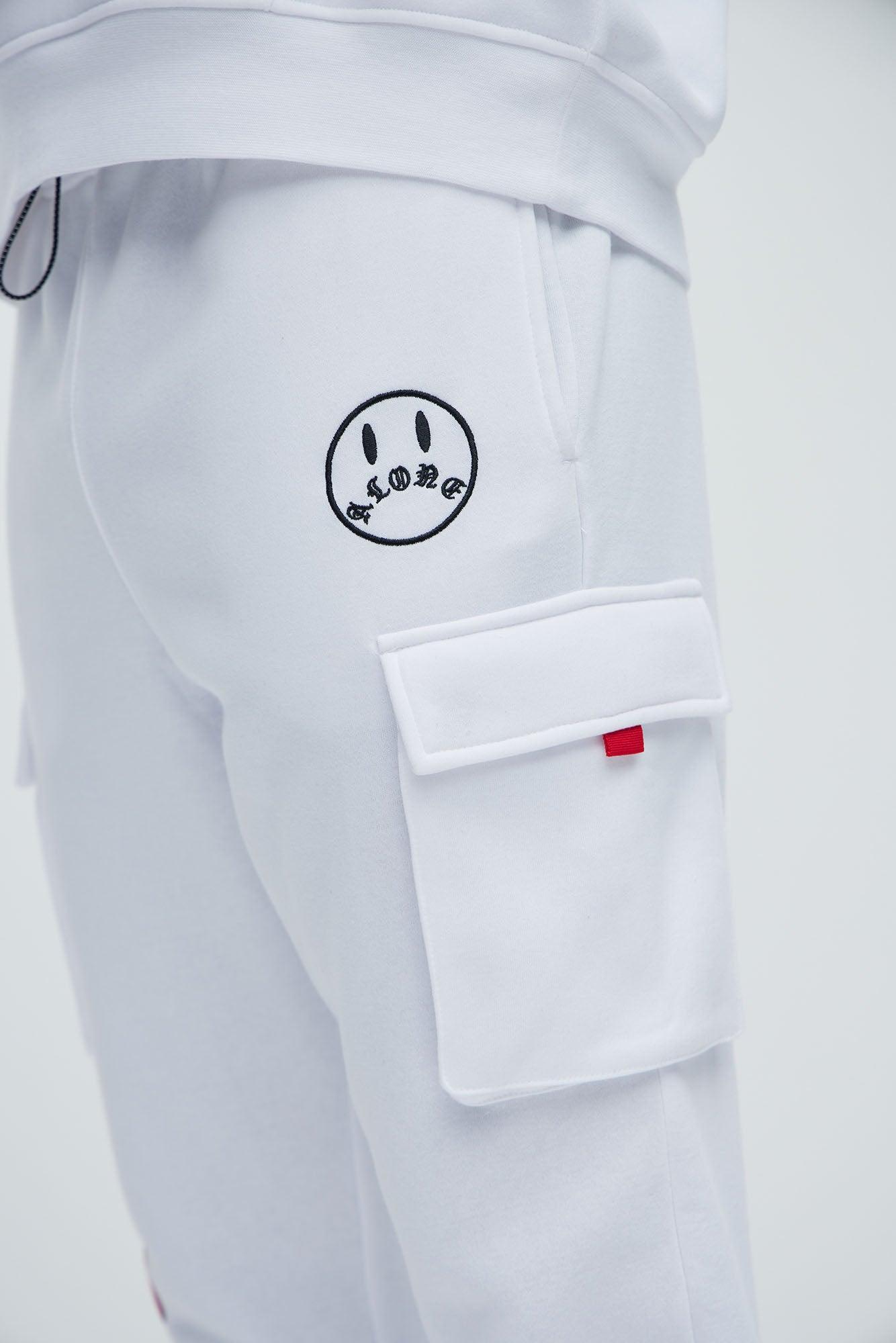 Never Alone Cargo Sweatpant - White Product Image