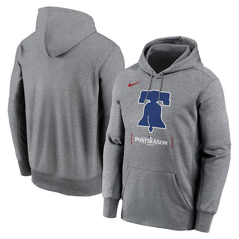 Mens Nike Heather Charcoal Philadelphia Phillies 2024 MLB Postseason Authentic Collection Therma Pullover Hoodie product image