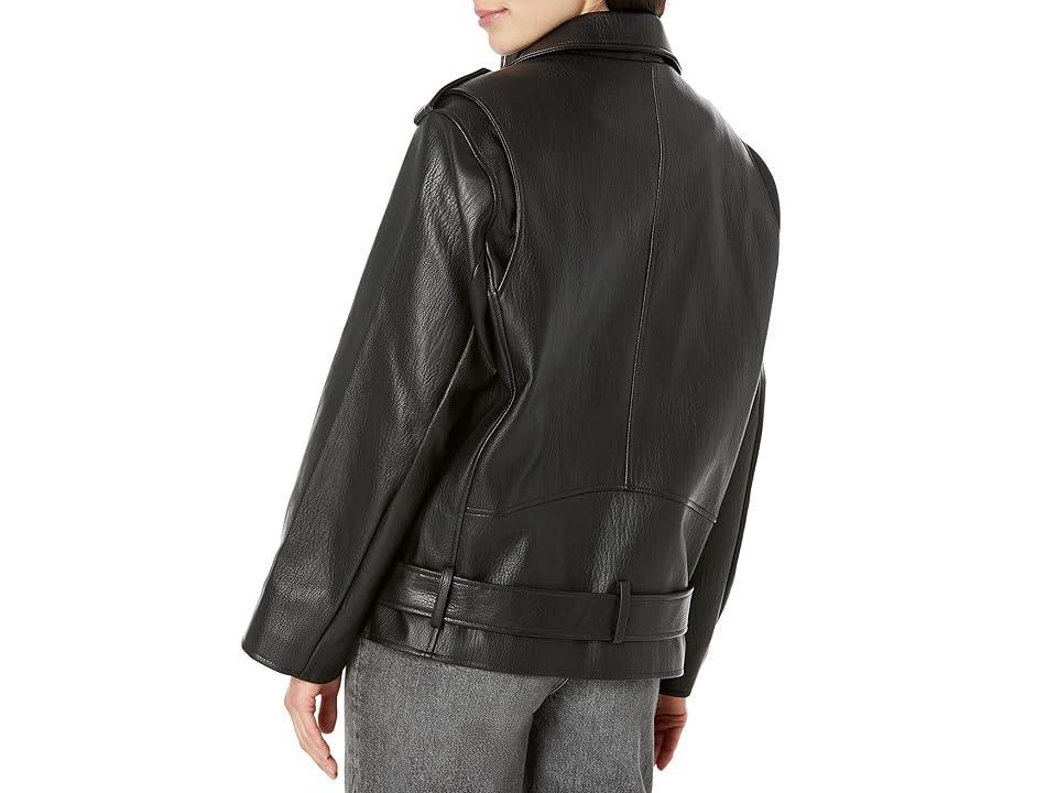 Blank NYC Black Leather Textured Long Moto Jacket in Finding Love (Finding Love) Women's Clothing Product Image