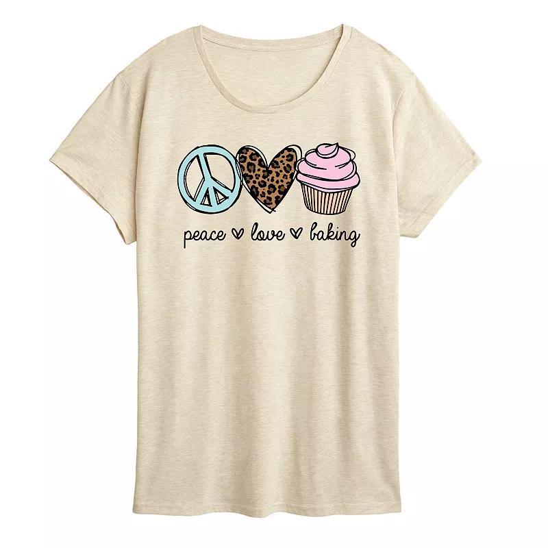 Womens Peace Love Baking Graphic Tee Product Image