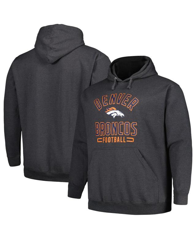 Mens Fanatics Heather Charcoal Denver Broncos Big & Tall Pullover Hoodie Product Image