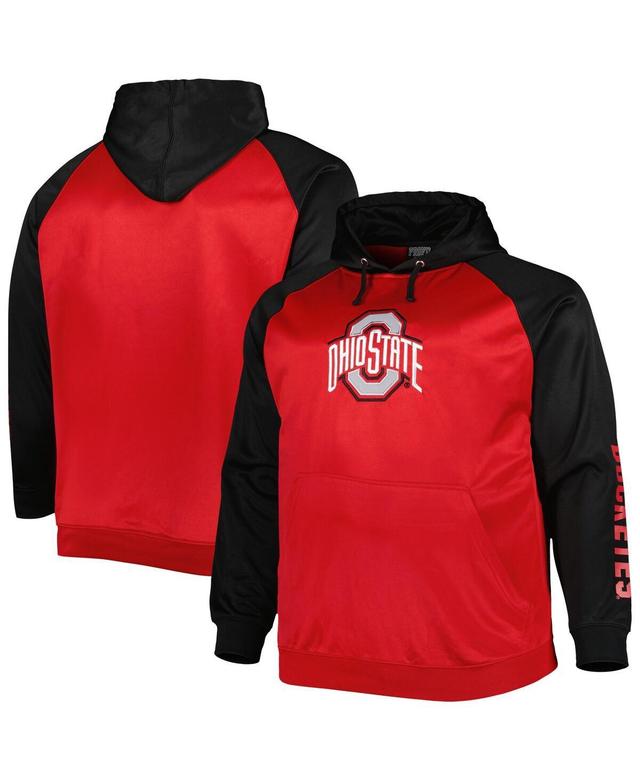 Mens Scarlet Ohio State Buckeyes Big and Tall Raglan Fleece Pullover Hoodie Product Image