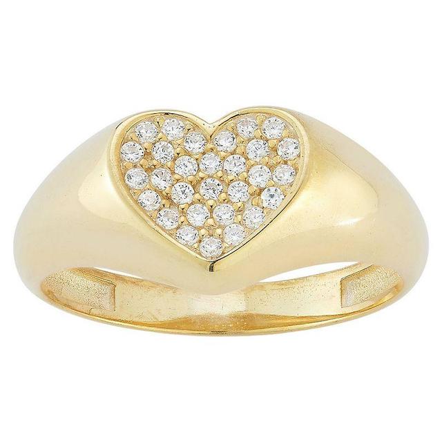 Sunkissed Sterling Cubic Zirconia Heart Signet Ring, Womens Gold Tone Product Image