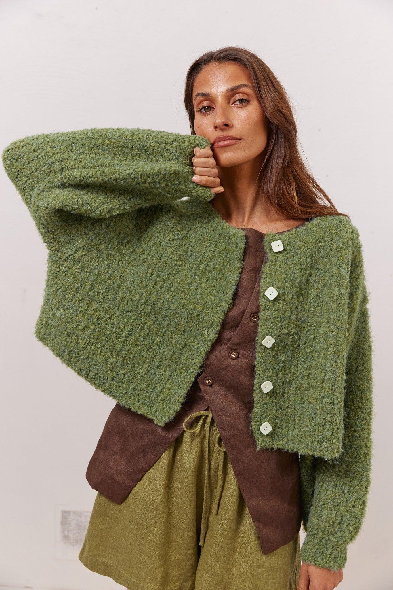 Elsie Knit Cardigan Green Product Image