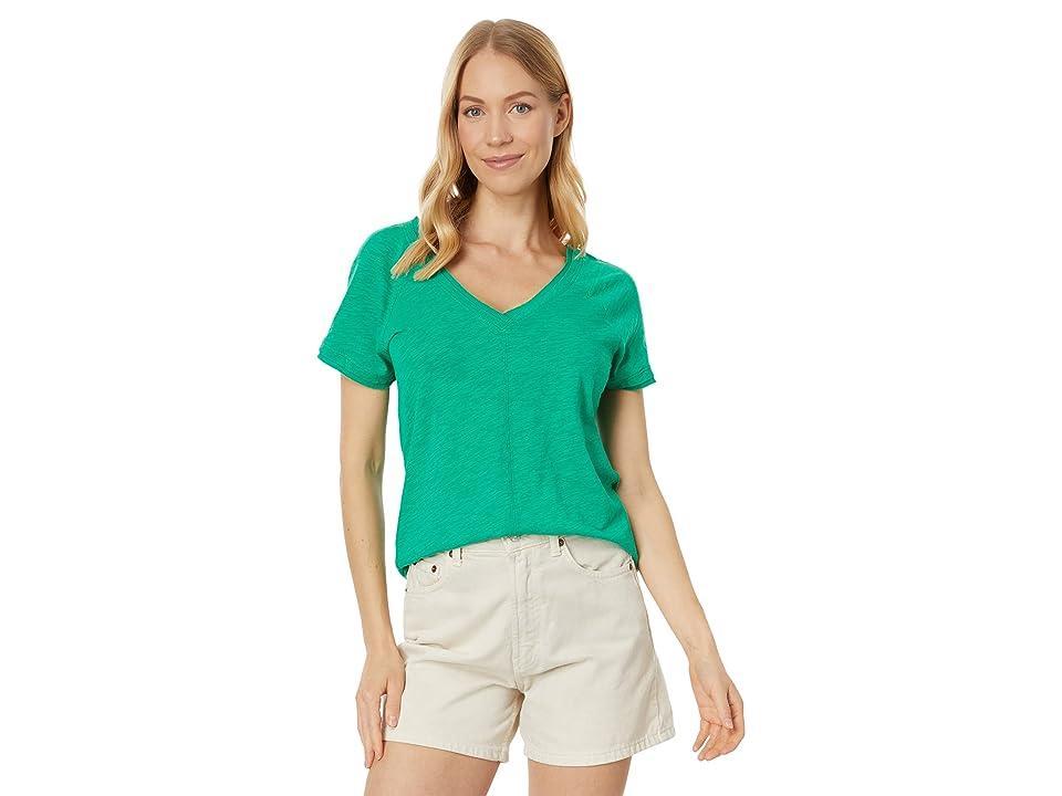 bobi Los Angeles Rib Mix V-Neck Short Sleeve Tee (Shamrock) Women's Clothing Product Image