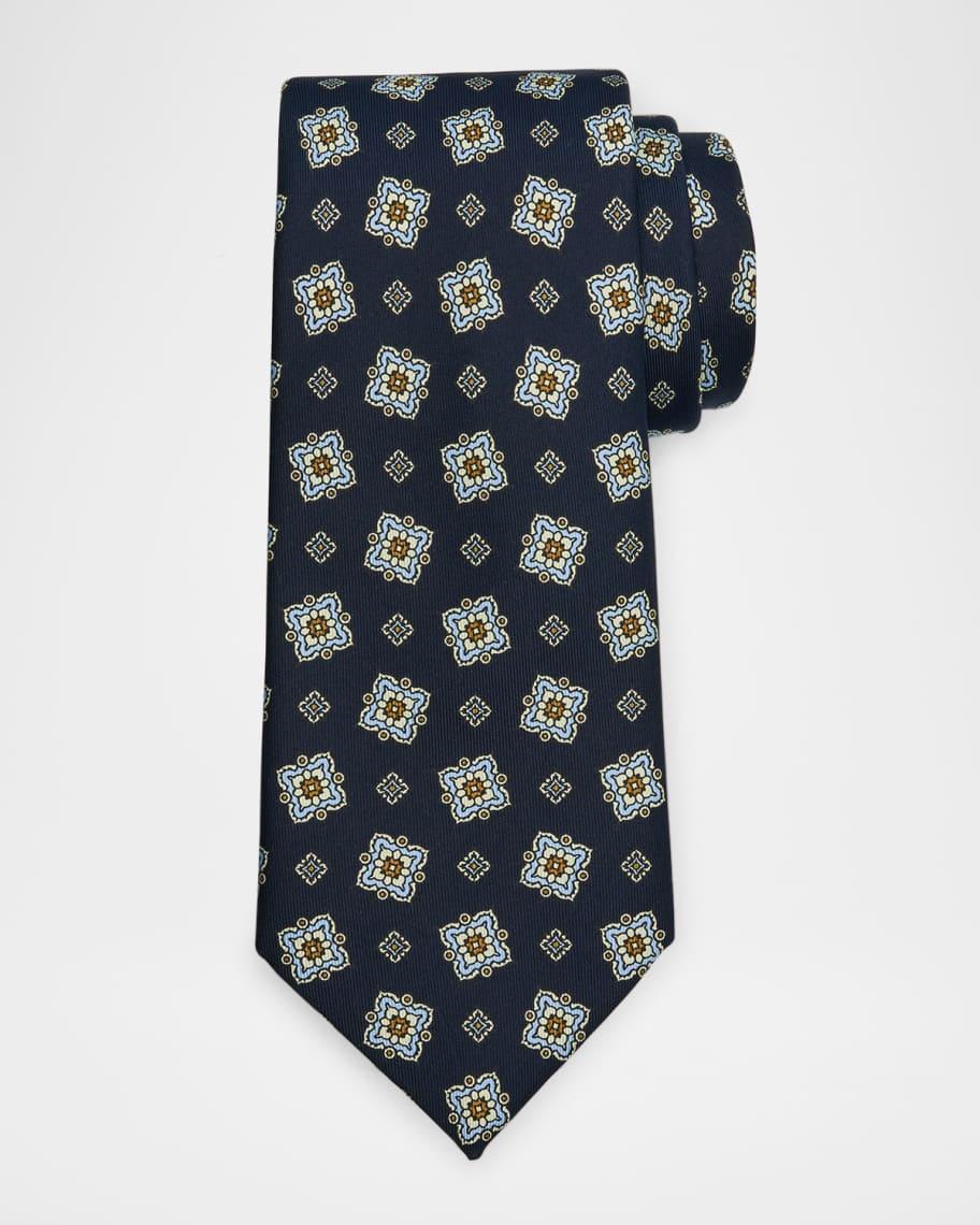 Men's Medallion Mulberry Silk Tie Product Image