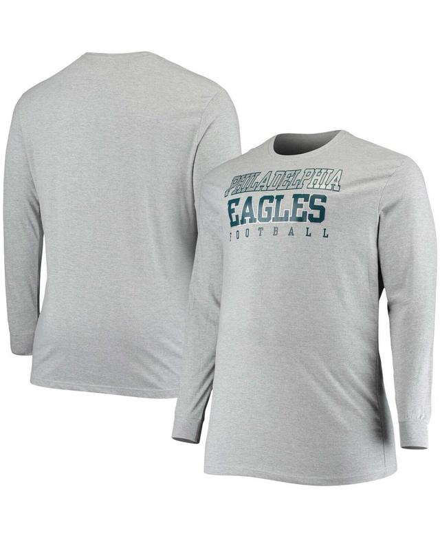 Mens Fanatics Branded Heathered Gray Philadelphia Eagles Big & Tall Practice Long Sleeve T-Shirt Grey Product Image