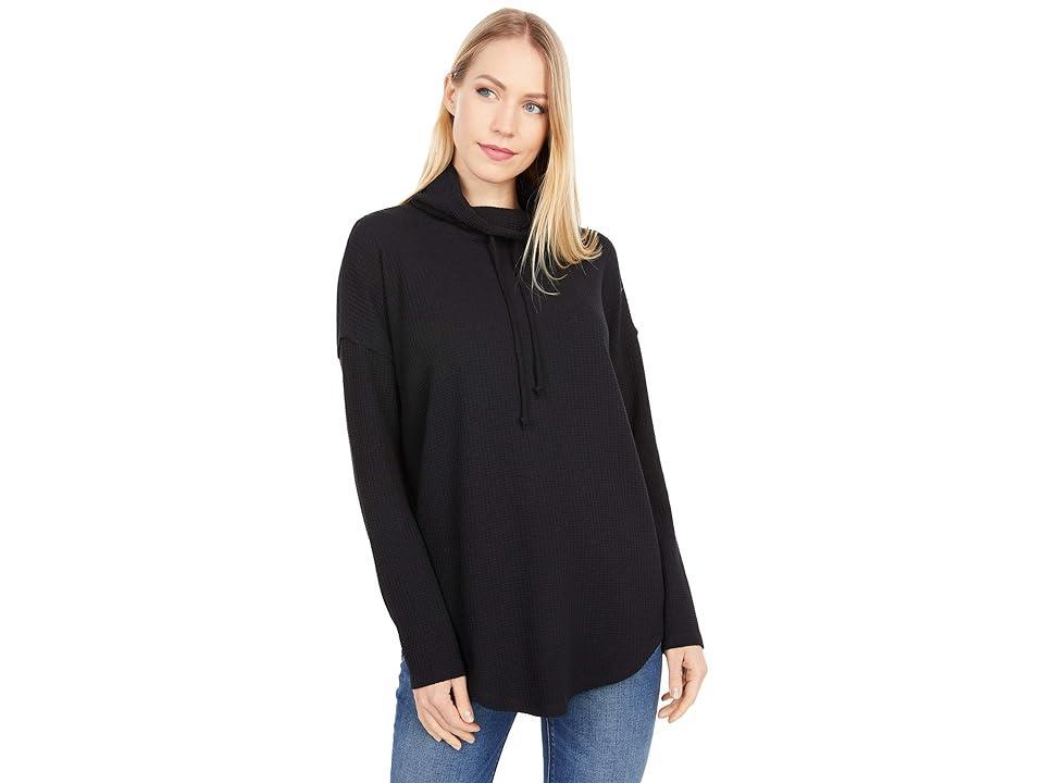 Lilla P Dropped Shoulder Cowl Neck Top (Black) Women's T Shirt Product Image