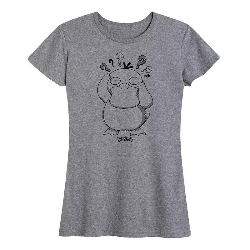 Plus Pokemon Psyduck Pattern Graphic Tee, Womens Grey Gray Product Image