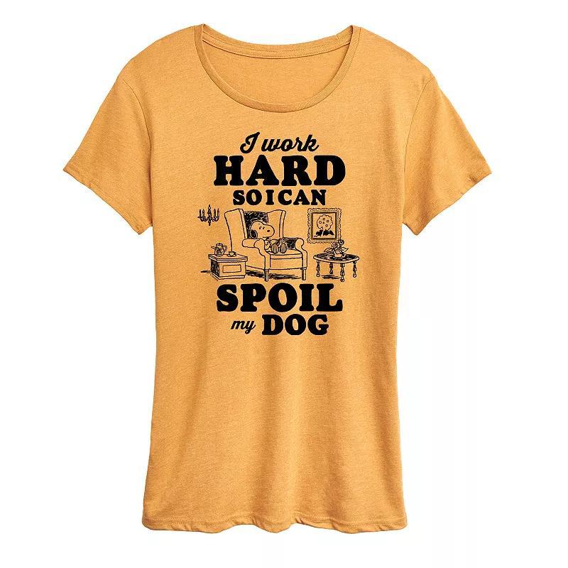 Womens Peanuts Snoopy Work To Spoil My Dog Graphic Tee Product Image