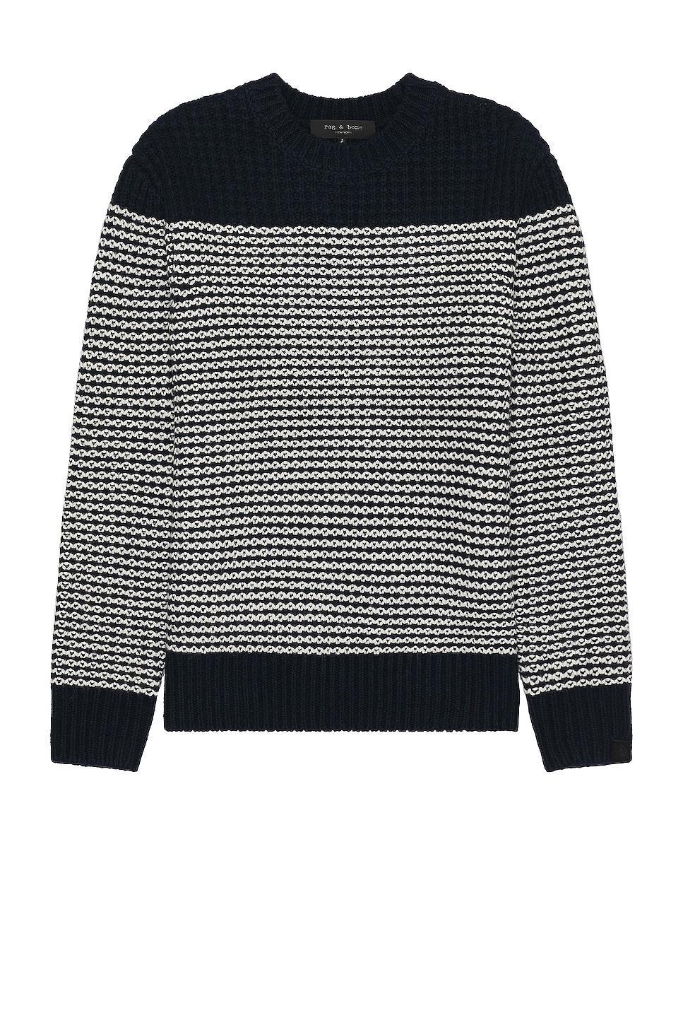 Rag & Bone Ernie Stripe Crew in Navy - Blue. Size S (also in XL). Product Image