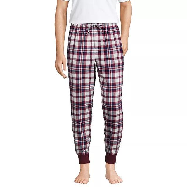 Big & Tall Lands End Plaid Flannel Jogger Pajama Sleep Pants, Mens Red Navy Plaid Product Image