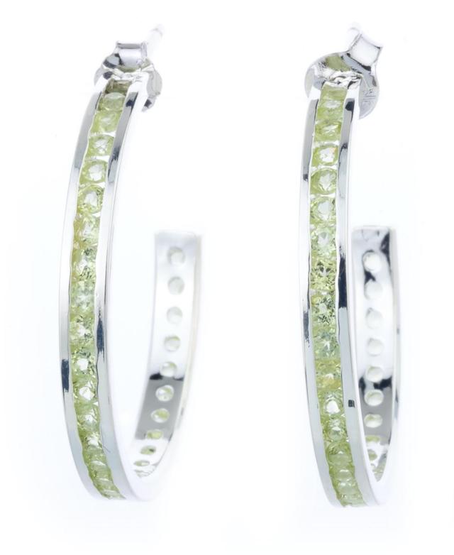 Traditions Jewelry Company Sterling Silver Channel-Set Peridot Birthstone Hoop Earrings, Womens, Blue Product Image