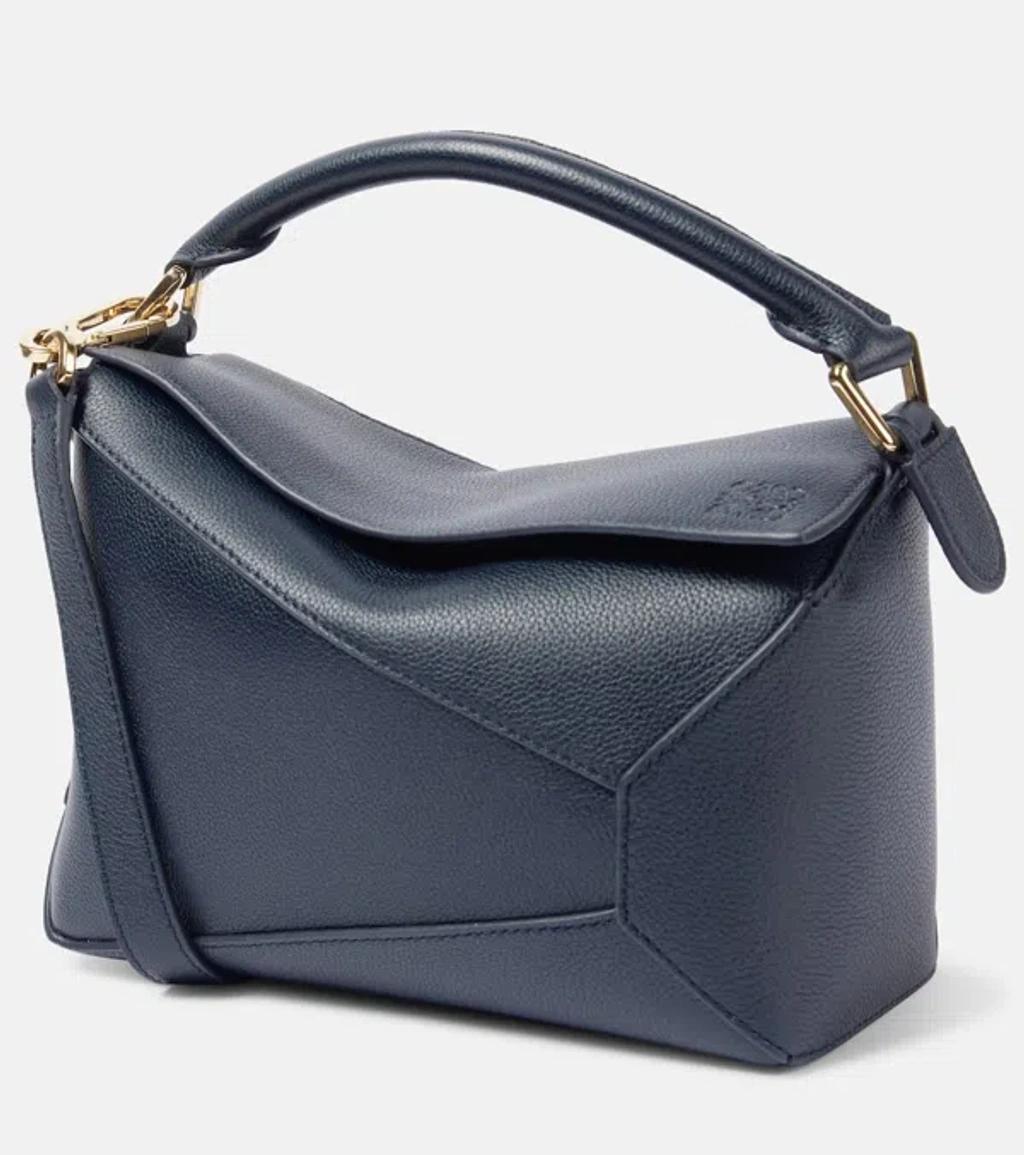 LOEWE Puzzle Edge Small Leather Shoulder Bag In Navy Product Image