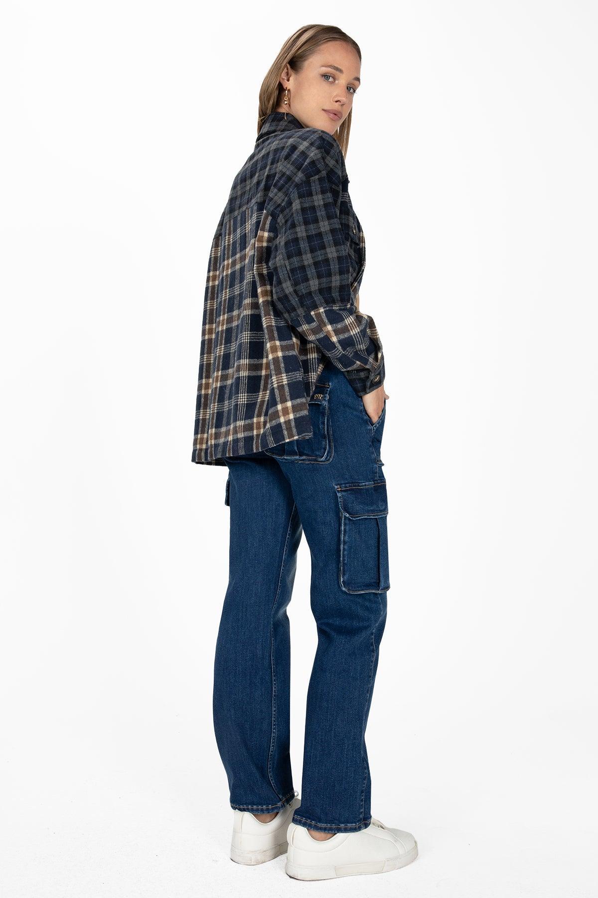 Navy Plaid Button Up Product Image