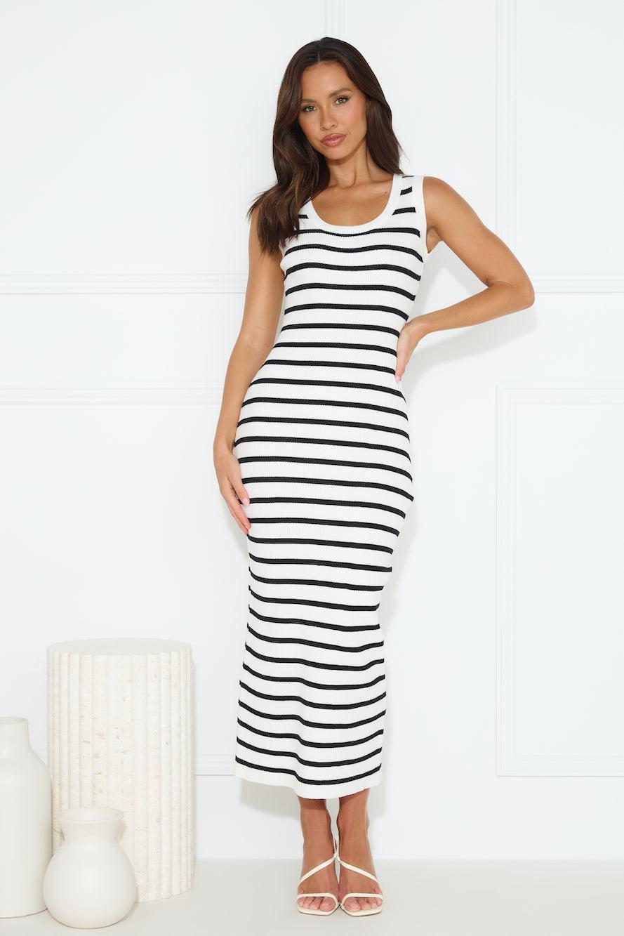 Take Your Place Knit Ribbed Maxi Dress White Product Image