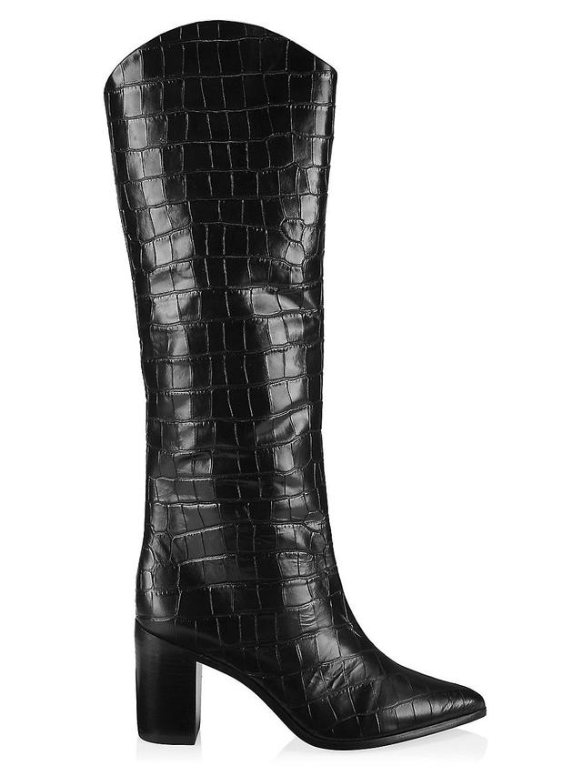 Womens Analeah Lizard-Embossed Leather Boots Product Image